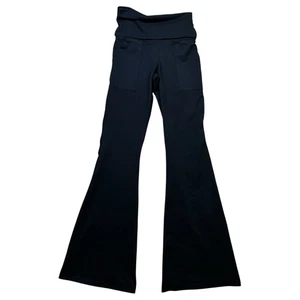 Offline Aerie AE The Hugger Leggings Flare Foldover High Waist Black Pants XS - Picture 1 of 8