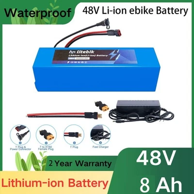 HELPDREA 48V Li-ion ebike Battery for 200W-1000W Electric Bike Bicycle Motor & 30A BMS