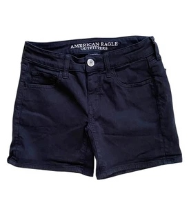 American Eagle AEO Twill Black ' MIDI ' Jean Shorts Super Stretch Soft Size 2 - Picture 1 of 5