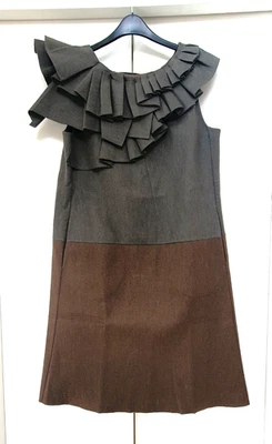 MARNI Designer Wool Mix A-Line Dress - Asymmetric Pleated Collar - It 42; UK 10 - Image 1 of 4