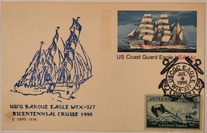 Guardia Costera de los Estados Unidos Bicentenario 1990 USCG Eagle Cancelar Postal - Imagen 1 de 2
