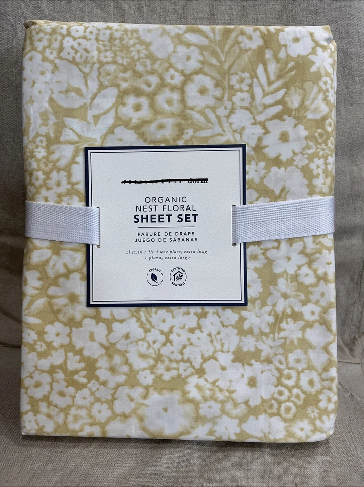 Pottery Barn Teen Organic nest floral  Sheet Set Twin Xl yellow - Image 1 of 1