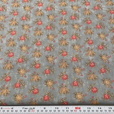 Cottage Rose by Robyn Pandolph for Moda Florals on Blue Cotton Remnant 15" x 44" - Image 1 of 2