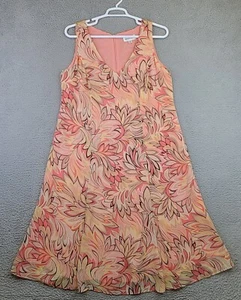 Studio I Women’s Dress Pink Floral Maxi Chiffon Shift Sleeveless V-Neck Flowy - Picture 1 of 18