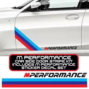 2x For BMW M PERFORMANCE M SPORT SIDE DOOR STRIPES VINYL STICKERS DECAL BADGE - Picture 1 of 5