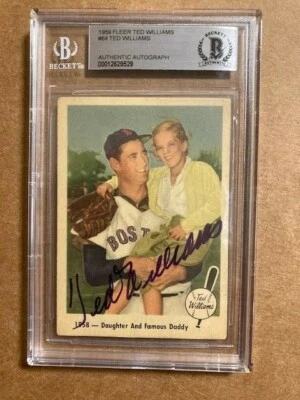 Ted Williams Signed 1959 Fleer #64  Baseball Card Beckett Authenticated - Image 1 of 2