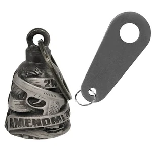 2nd Amendment Motorcycle Biker Guardian Bell W/ Hanger Accessories, Silver - Picture 1 of 3
