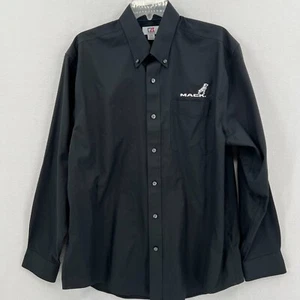 Mack Trucks Button Down Shirt Mens Size L Black White Logo Cutter Buck - Picture 1 of 10