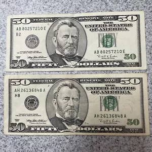 Two Rare Vintage 50 dollar Bill 1996 old style Old Design Bank Note 28yrs Old - Picture 1 of 10