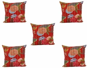 Conjunto De 5 Rojo Fruta Estampado Funda Cojín Algodón Hogar Decoración Almohada - Imagen 1 de 6