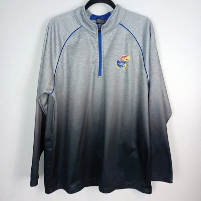 Kansas Jayhawks Mens XL Heathered Gray Gradient 1/4 Zip Pullover - Image 1 of 4