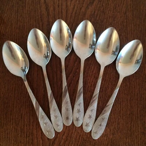 Cosmos USSR Spoon SOVIET Space Sputnik Rocket Satellite Stars tablespoons SET 6 - Picture 1 of 4