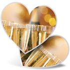 2 x Heart Stickers 7.5 cm - Champagne Flute Glasses Celebration  #16077