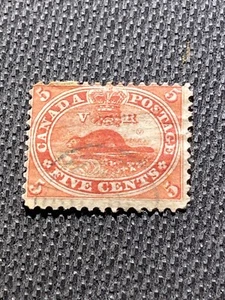 Antiguo sello de castor de Canadá de 1859 Scott #15 usado valor Scott $37,50 - Imagen 1 de 2