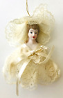 Victorian Style Doll Christmas Ornament Lace Cape & Hat Top Half of Lady 5"