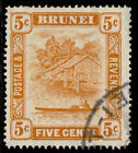 Brunei Gvi Sg82, 5C Orange, Fine Used.