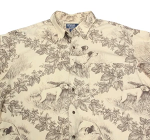 Vintage POLO RALPH LAUREN Hunting Hounds Marlowe Button Up Mens Shirt sz L /723 - Picture 1 of 6