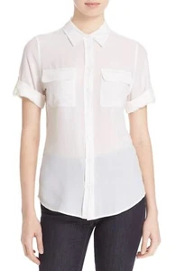 Camisa utilitaria EQUIPMENT Signature ajustada manga corta seda con botones S marfil - Imagen 1 de 11