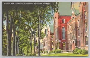 Postal de College Row en la Universidad de Vermont en Burlington Vermont VT - Imagen 1 de 2