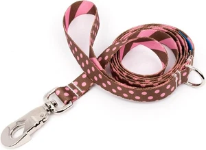COCOA pink dots  1.00 inch dog leash high quality polyester fadeproof,  USA made - Picture 1 of 7