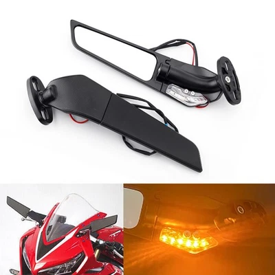 Espejos retrovisores ajustables con luces LED para Honda CBR1000RR CBR600RR CBR250RR Foto 1 de 4