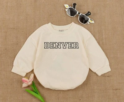 Mameluco de bebé con nombre personalizado de gran tamaño, mameluco de burbujas, sudadera de bebé con letras Foto 1 de 4