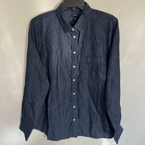 NWT Women’s JCREW Size 2XL Denim Chambray Shirt in Rendezvous Blue Wash - Picture 1 of 12