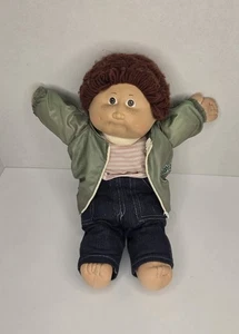 Chaqueta morena vintage Cabbage Patch Kid CPK Boy 1982 muñeca ojos marrones pecas - Imagen 1 de 23