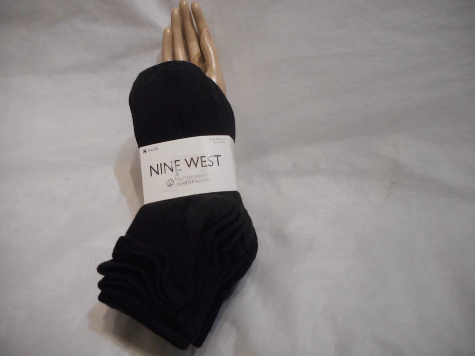 Nine West 8 PARES Calcetines Cuarto Negro Mezcla Algodón Zapato Talla 5-10 Foto 1 de 4