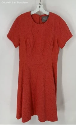 Vestido Lela Rose Coral Costuras Manga Corta Cuello Redondo Línea A Mujer Talla 10 Foto 1 de 4