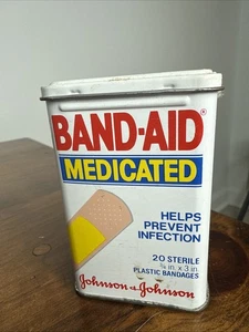 Caja de almacenamiento de lata de metal medicada de curita Johnson & Johnson de colección años 90’s - Imagen 1 de 9