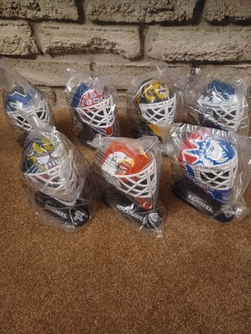 1996 McDonalds NHL Mini Goalie Helmet Lot Of 7 Leafs Bruins Canadiens Avalanche Cover