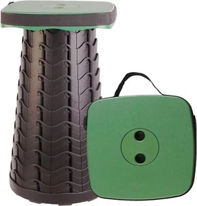 Heces plegables portátiles retráctiles plegables capacidad de carga 225 kg, verde - Imagen 1 de 6