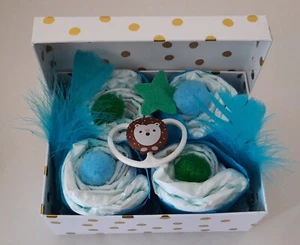 Windeltorte Baby Geschenk Geburt Babyparty Windeln Junge Nuk - Bild 1 von 2