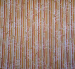 Hoffman Fabric 1 3/8 Yard Kimono Collection Tan Brn Metallic Gold Cotton Vtg A - Picture 1 of 2