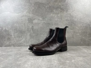 Prada Archives Luxury Leather Brown Avant Garde Chelsea Boots Size 6 Made in IT - Picture 1 of 12