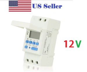 DC12V 16A Digital LCD DIN Programmable Weekly Rail Timer Time Relay Switch  - Picture 1 of 7