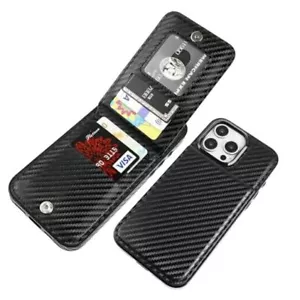 Compatible with iPhone 16 Pro Max Case Wallet with Credit Card Carbon Black - Picture 1 of 7