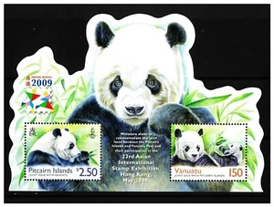 PITCAIRN ISLANDS & VANUATU JOINT 2009 HONG KONG STAMP SHOW OPT PANDA MINI SHEET - Picture 1 of 1