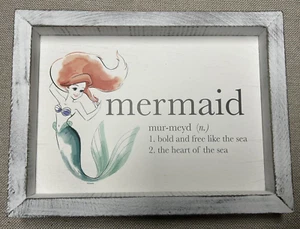 Disney Little Mermaid Ariel Distressed Wooden Block Hanging Home Decor Pic 2018 - Picture 1 of 4