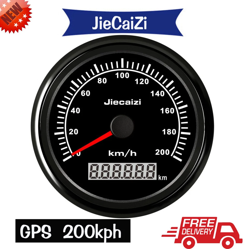 85mm Black GPS Speedometer Gauge 0-200km/h Odo Auto Marine Motorcycle Waterproof - Image 1 of 4