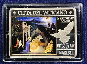 25 euro MONETA IN ARGENTO COLORATA DA 25 EURO VATICANO - IL SANTO NATALE 2022 - Imagen 1 de 3
