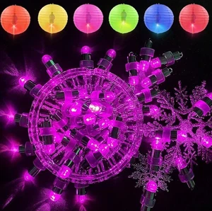 40pcs LED Balloon Lights Pink, Mini Paper Lantern Lights Waterproof Mini Balloon - Picture 1 of 4