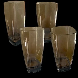 4 Libbey Carrington Square Smokey Tawny Brown Highball Coolers Iced Tea Vintage - Picture 1 of 4