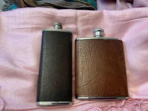 2 Leather Hip Flasks - Picture 1 of 7