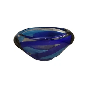 SASAKI Glass Large Vase Blue & Clear Glass Very Heavy. Rose Vase Art GLASS. - Picture 1 of 13