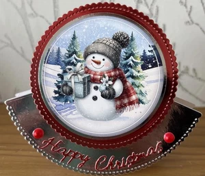 Handmade 5"x4" Snowman Theme Rocker Christmas Card - Happy Christmas - Picture 1 of 4