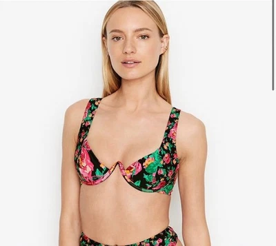 Nuevo con etiquetas Top de bikini floral For Love & Lemons talla extra pequeña XS negro rosa  Foto 1 de 4