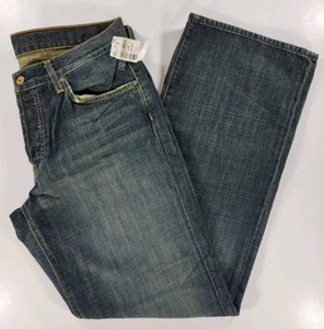 NEW 7 For All Mankind Men Jeans 34x34 Blue Straight Baggy Button Fly Y2K Relaxed - Picture 1 of 17