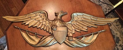 Sexton USA Vintage Gold Brass Metal American Bald Eagle Large Wall Hanging - Image 1 of 2
